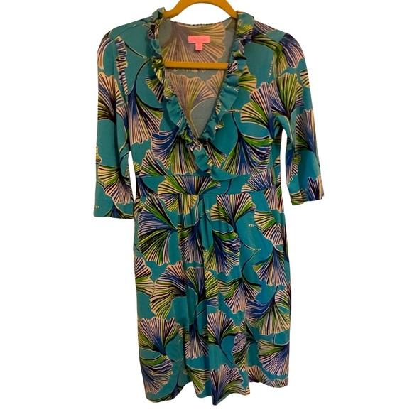 Lilly Pulitzer Dresses & Skirts - Lilly Pulitzer Blayne Ruffle Neck Silk Blend Dress Size Small